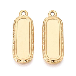 Настоящее золото 18K 304 Настройки кабошон из нержавеющей стали кулон, прямоугольные, ионное покрытие (ip), реальный 18 k позолоченный, 28x10x2 мм, отверстие : 1.8 мм, лоток : 20.5x6 мм