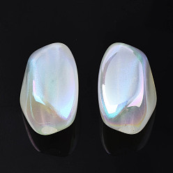 Weiß Opake Acrylperlen europäischen, ab Farbe plattiert, Großloch perlen, mit Glitzerpulver, Nuggets, weiß, 27x20x18 mm, Bohrung: 4 mm
