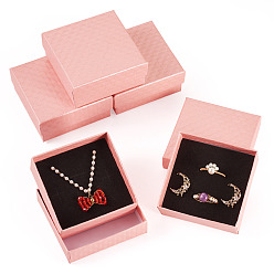 Pink 10шт картонные шкатулки для ювелирных изделий, для кулона, серьги и кольца, с губкой внутри, квадратный, розовые, 7.5x7.5x3.5 см