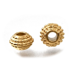 Настоящее золото 18K 304 из нержавеющей стали бусы, ионное покрытие (ip), рондель, реальный 18 k позолоченный, 6.5x4 мм, отверстие : 2 мм