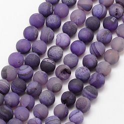 Сланцево-синий Натуральные друзы геодей агат из бисера, матовые, круглые, окрашенная и подогревом, класс А, синевато-серый, 8 мм, отверстие : 1 мм, около 47 шт / нитка, 15 дюйм