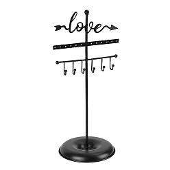 Слово Креативные витрины для хранения железных ювелирных изделий с подносом, Настольное украшение для ювелирных изделий для браслета, Ожерелье, Серьги, хранение косметики, чёрные, слово, 14x35 см