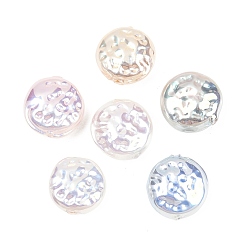 (52) Непрозрачная лаванда Гальванизированные стеклянные бусины, имитирующие жемчуг, плоско-круглые, текстура, разноцветные, 16~16.5x15.5~16x7.5~8 мм, отверстие : 1.4 мм