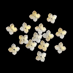 Светлый Золото-желтый Окрашенные и нагретые стеклянные колпачки для бусин, 4-лепестков цветка, светлый золотарник желтый, 10x10x3.5 мм, отверстие : 1.4 мм