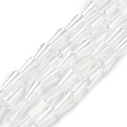 Прозрачный АВ Стеклянные бусины с гальваническим покрытием , AB цвет, граненые, конус, ясно AB, 7.5x4 мм, отверстие : 1 мм, около 71 шт / нитка, 20.4 дюйм