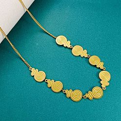 Real 18K Gold Plated 304 Stainless Steel Spiral Shape Link Chain Necklaces for Women, Real 18K Gold Plated, 15.75 inch(40mm)