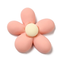 Темный Лосось Непрозрачные кабошоны из смолы, матовые, цветок, темный лосось, 23.5x23.5x7 мм