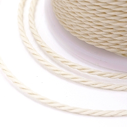 Antique White Round Waxed Polyester Cord, Taiwan Waxed Cord, Twisted Cord, Antique White, 1mm, about 12.02 yards(11m)/roll