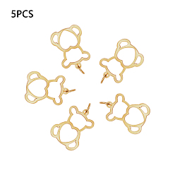 Golden 201 Stainless Steel Pendants, Bear, Golden, 18.5x14x1mm, Hole: 3mm