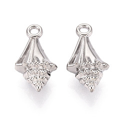 Нержавеющая Сталь Цвет 304 подвески из нержавеющей стали, очарование раковины, цвет нержавеющей стали, 21x11x7 мм, отверстие : 1.8 мм