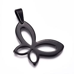 Черный Цвет Металла 304 подвески из нержавеющей стали, бабочка, металлический черный , 35x23.5x1.5 мм, отверстие : 10x4.5 мм