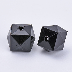 Black Transparent Acrylic Beads, Faceted, Cube, Black, 14x14x12mm, Hole: 2mm, about 330pcs/500g