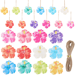 (52) Непрозрачная лаванда 36шт. деревянные подвески в виде цветов, с джутовым шпагатом, для подвесного декора на вечеринку, разноцветные, 80x79x2.5 мм, отверстие : 2 мм