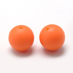Dark Orange Food Grade Eco-Friendly Silicone Beads, Chewing Beads For Teethers, DIY Nursing Necklaces Making, Round, Dark Orange, 8~10mm, Hole: 1~2mm