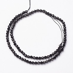 Spinel Natural Black Spinel Bead Strands, Faceted, Round, 4mm, Hole: 1mm, about 94pcs/strand, 15 inch