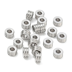 Couleur Acier Inoxydable 304 Acier inoxydable perles d'espacement, colonne rainurée, sans ternissement, couleur inox, 4.5x2.5mm, Trou: 2mm