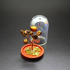 Тигровый глаз Натуральные чипсы из тигрового глаза, елочные украшения, Деревянный и стеклянный колпак с медной проволокой, энергетический камень по фен-шуй, подарок для домашнего офиса, настольные украшения, 30x42 мм