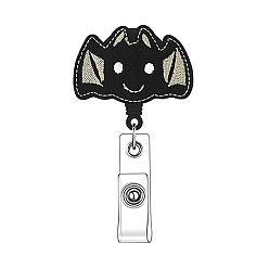 Bat Halloween Theme Wool Felt Clip-On Retractable Badge Holders, Tag Card Holders, Badge Reel, Bat, 85mm