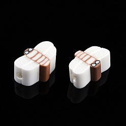 White Handmade Polymer Clay Beads, Dragonfly, White, 5~8.5x9~11.5x4.5~5mm, Hole: 1.2~1.6mm