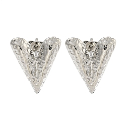 Platino Aretes de latón con textura de corazón para mujer, sin plomo y cadmio, larga duración plateado, Platino, 21x17 mm