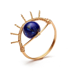Lapislazuli Natürliche Lapislazuli-Ringe für Frauen, böser Blick Fingerringe mit Messingbesatz, us Größe 4 3/4 (15.4 mm)
