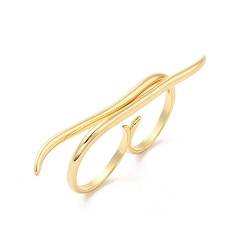 Golden Offene Manschettenringe aus Messingdraht, cadmiumfrei und bleifrei, Doppelringe, golden, Innendurchmesser: 17~17.5 mm