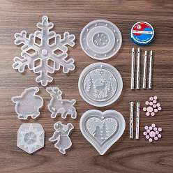 (52) Непрозрачная лаванда Набор для изготовления колокольчиков своими руками, Новогодняя тема, в том числе силиконовые формы, леска из нейлоновой мононити, пластиковые шарики, алюминиевые трубы, разноцветные, 10~198x0.2~166x0.2~11.5 мм