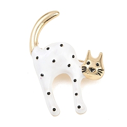 Белый Эмалевые булавки, булавки из сплава для лацканов одежды рюкзака, форма кошки, золотые, белые, 26.5x37.5 мм