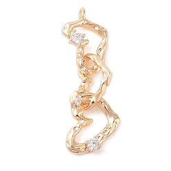 Настоящее золото 18K Латунные микропаве прозрачные подвески с фианитом, без кадмия, без никеля и без свинца, три сердца, реальный 18 k позолоченный, 33x10.5x8 мм, отверстие : 1.2 мм