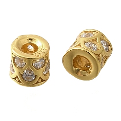 Настоящее золото 18K 925 Прозрачные бусины-проставки из стерлингового серебра с микропаве из кубического циркония, колонка, реальный 18 k позолоченный, 3x3 мм, отверстие : 1.2 мм