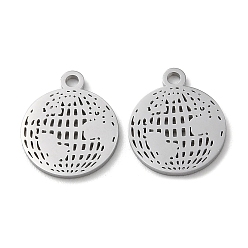 Stainless Steel Color Non-Tarnish 304 Stainless Steel Charms, Manual Polishing, Map, Stainless Steel Color, 14.5x12x1mm, Hole: 1.6mm