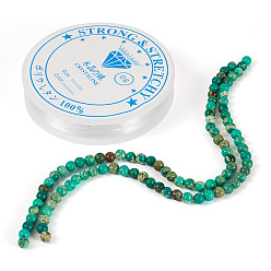 Темный Голубой Наборы для самостоятельного изготовления браслетов из бусин натурального регалита/императорской яшмы/морского осадка, темные голубые, 4 мм, отверстие : 1.2 мм