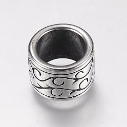 Antik Silber Farbe 304 Edelstahlkugeln, Kolumne, Antik Silber Farbe, 12x9 mm, Bohrung: 8.5 mm