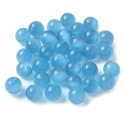 Темно-Голубой Бусины Кошачие Глаза, круглые, за половину пробурено бисера, глубокое синее небо, 10 мм, отверстие : 1 мм