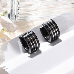 Черный 304 серьги-кольца из нержавеющей стали с эффектом полировки, ионное покрытие (ip), чёрные, 13x7 мм