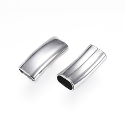 Stainless Steel Color Tarnish Resistant 304 Stainless Steel Tube Beads, Carved, Stainless Steel Color, 32x14x8mm, Hole: 12x6mm