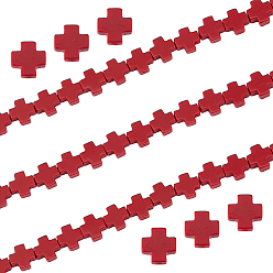 (123L) Белый крем непрозрачный блеск 1 нити синтетических коралловых бусин, окрашенные, крестик, огнеупорный кирпич, 9x9x4 мм, отверстие : 1.2 мм, около 35 шт / нитка, 12.99 дюйм (33 см)