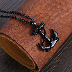 Черный Ожерелья из сплава пиратского якоря, чёрные, 23.62 дюйм (60 см)