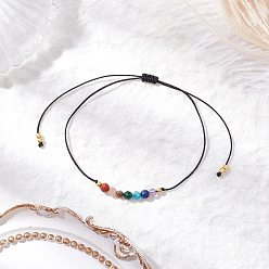 Смешанные камни Чакра регулируемые плетеные браслеты из нейлоновой нити для мужчин и женщин, с натуральными смешанными бусинами из драгоценных камней и стеклянными бусинами, внутренний диаметр: 2-3/4 дюйм (7.1 см)