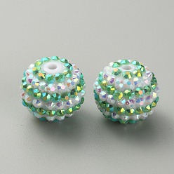 Перидот Полосатый узор из смоляных стразов, круглые, для ювелирных изделий diy, брелки и ручки с бусинами, перидот, 19.5~20x17.5 мм, отверстие : 2.8 мм