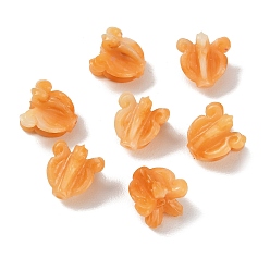 Оранжевый Резные бусины из синтетического коралла, окрашенные, цветок, оранжевые, 11.5~12.5x12 мм, отверстие : 1.2~1.4 мм