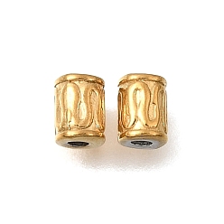 Настоящее золото 18K 304 из нержавеющей стали разделительные бусины, текстурированная колонка, ионное покрытие (ip), реальный 18 k позолоченный, 5x3.5 мм, отверстие : 1.4 мм