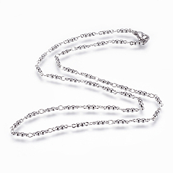 Stainless Steel Color Non-Tarnish 304 Stainless Steel Chain Necklaces, with Lobster Claw Clasps, Flat Round, Stainless Steel Color, 17.7 inch(45cm)