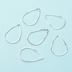 Посеребрённый Латунные соединительные колечки, долговечный, без кадмия и без свинца, слеза, 925 серебро покрытием, 25x16.8x1 мм, внутренний диаметр: 23x15.8 мм