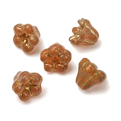 Sienna Handmade Lampwork Bead Caps, Flower, Sienna, 7x8.5x8.5mm, Hole: 1mm, about 240pcs/bag