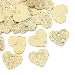 Real 18K Gold Plated SHEGRACE Brass Pendants, Heart Charms, Stamping Blank Tag, Brushed Finish, Cadmium Free & Lead Free & Nickel Free, Real 18K Gold Plated, 9.5x11x0.5mm, Hole: 1.2mm