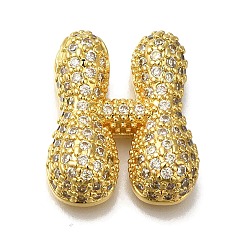 Letter H Латунь с кубическим цирконием подвеской, без кадмия, без никеля и без свинца, Письмо ч, Письмо ч, 22x19x7 мм, отверстие : 4 мм