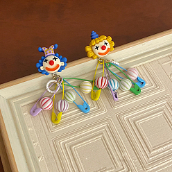 Разноцветный Серьги-гвоздики из сплава смолы в форме клоуна. золотистые, красочный, 50 мм