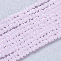 Pink Nachahmung Jade Glasperlen , facettiert, Rondell, rosa, 3x2 mm, Bohrung: 0.8 mm, ca. 135~140 Stk. / Strang, 11.81~13.38 Zoll (30~34 cm)