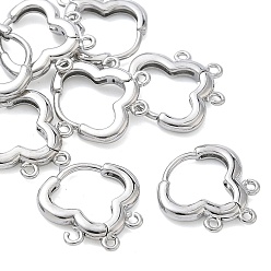 Platino Real Plateado Componentes para pendientes de aro de latón Shegrace, sin cadmio y níque y plomo, con 3 de bucle, Platino verdadero plateado, 15x15x2 mm, agujero: 1~1.2 mm